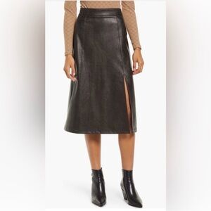SPANX pull on faux leather midi skirt